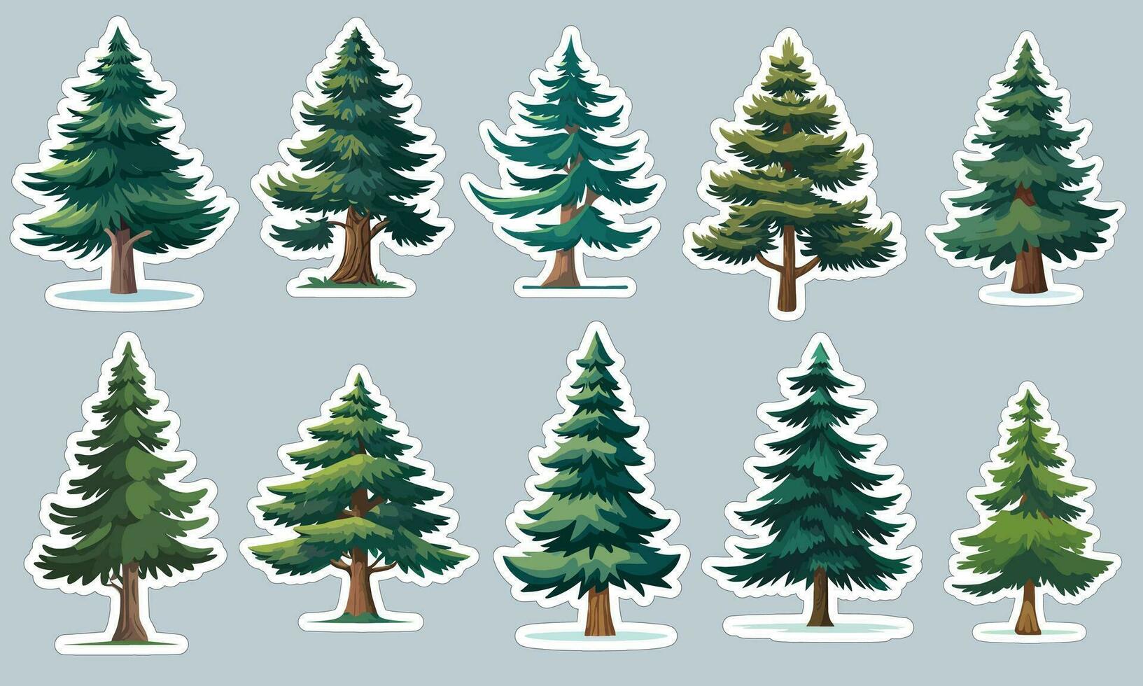 panorámico pino árbol pegatina diseños, Perfecto para decorando tu ordenador portátil o agua botella vector