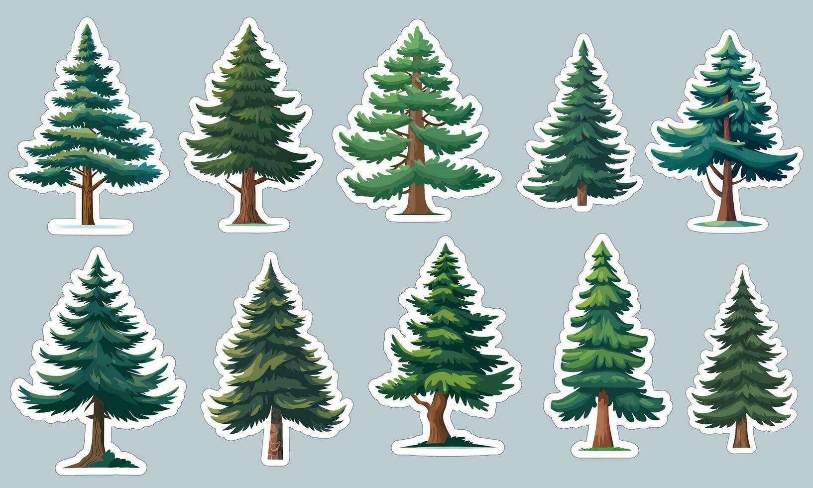 Panoramic pine tree sticker designs, perfect for decorating your laptop or water bottle vector