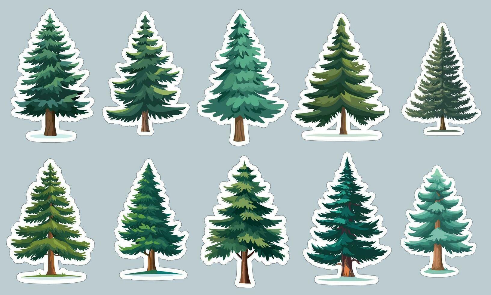 panorámico pino árbol pegatina diseños, Perfecto para decorando tu ordenador portátil o agua botella vector