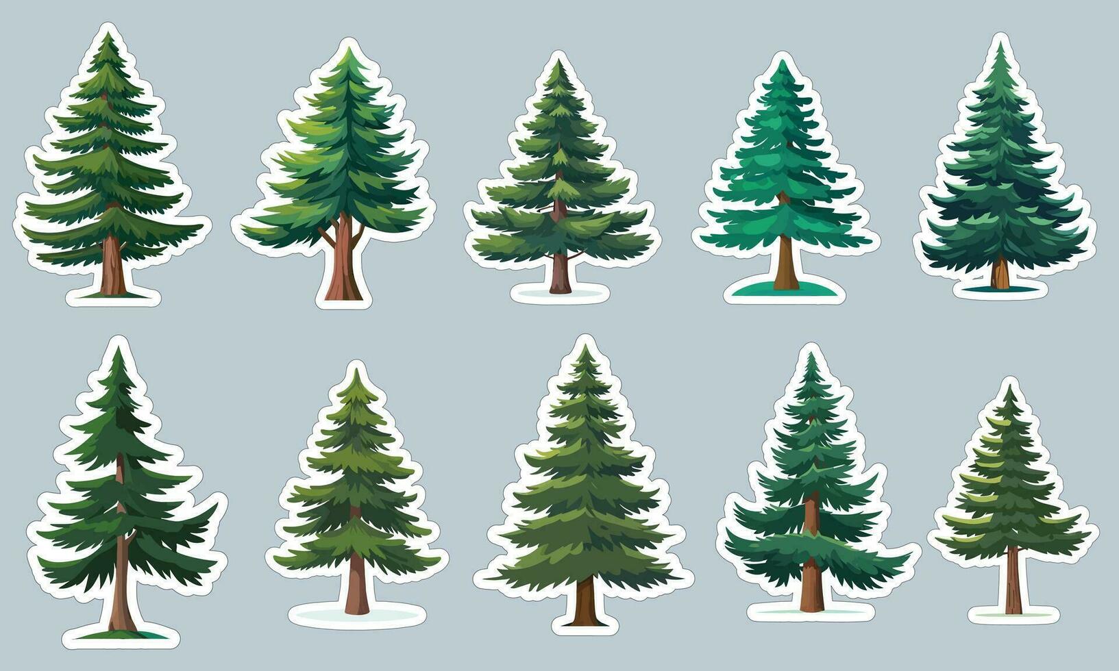 panorámico pino árbol pegatina diseños, Perfecto para decorando tu ordenador portátil o agua botella vector