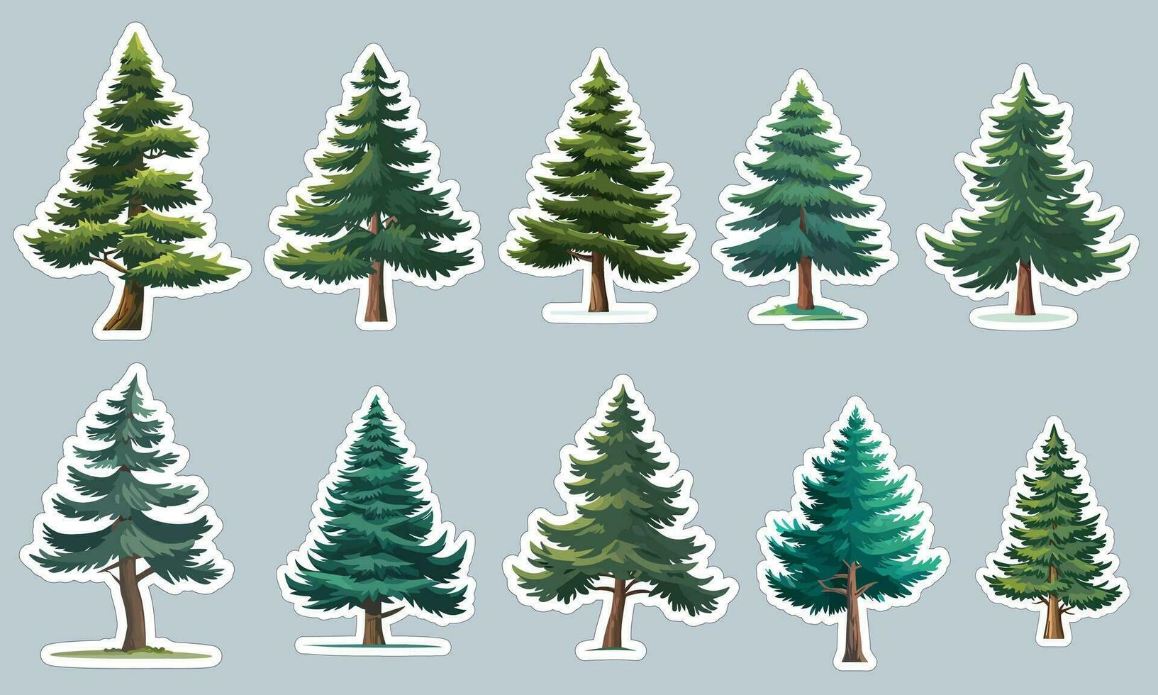 Panoramic pine tree sticker designs, perfect for decorating your laptop or water bottle vector