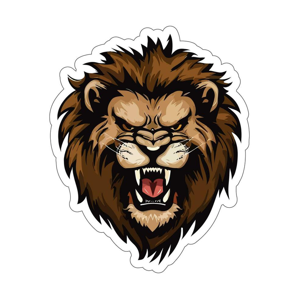 Lion face and head vector art sticker and logo template