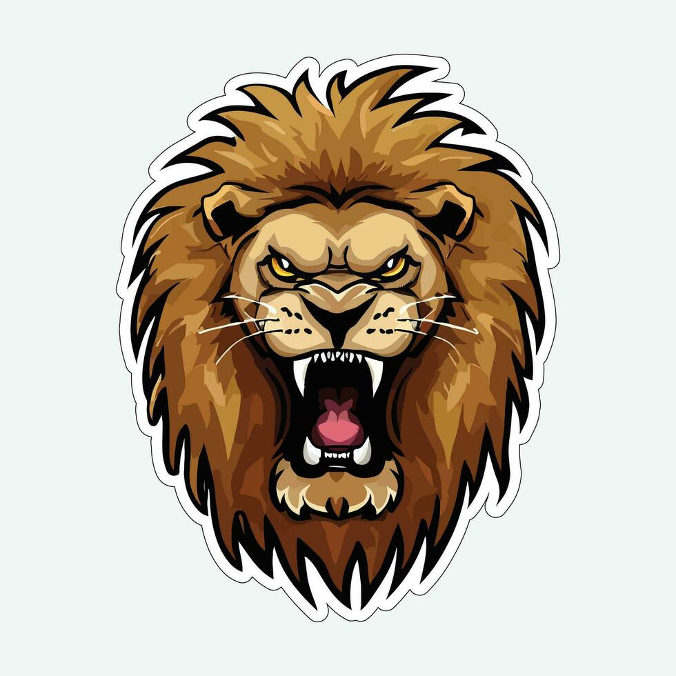 Lion face and head vector art sticker and logo template