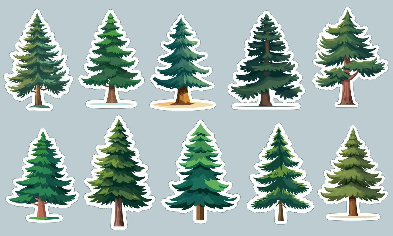 panorámico pino árbol pegatina diseños, Perfecto para decorando tu ordenador portátil o agua botella vector