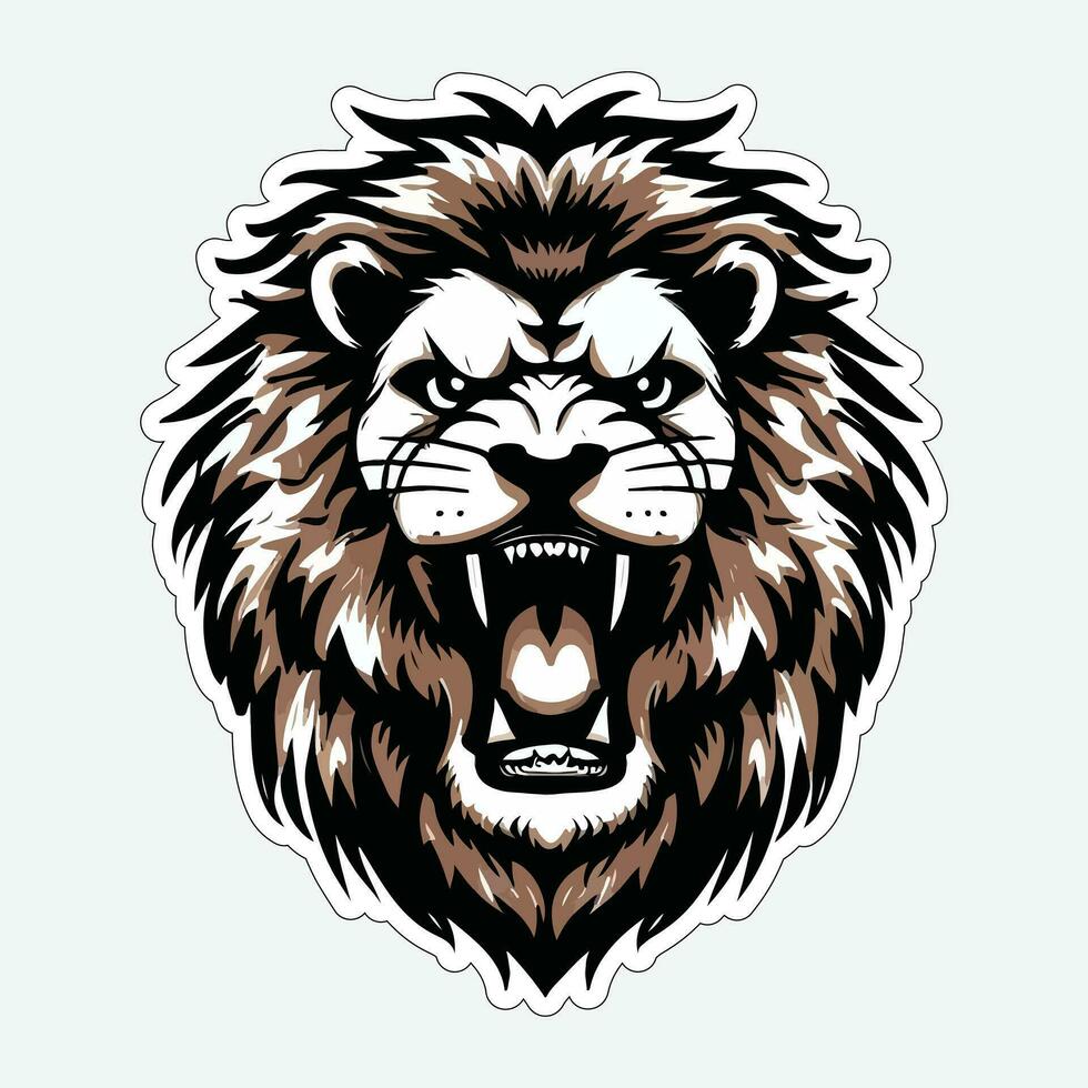 Lion face and head vector art sticker and logo template