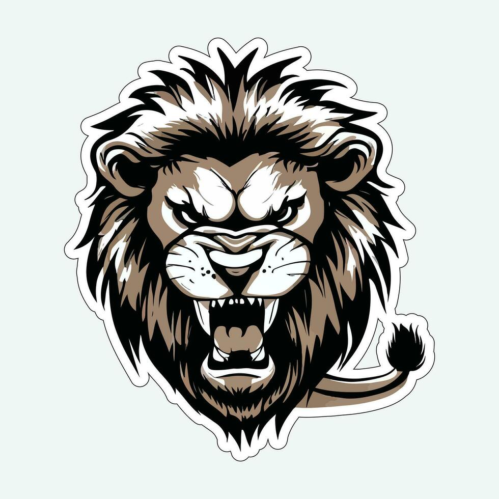 Lion face and head vector art sticker and logo template