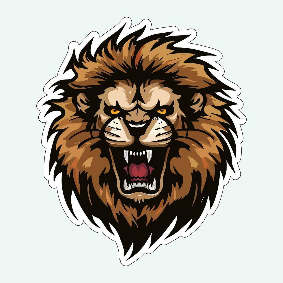 Lion face and head vector art sticker and logo template