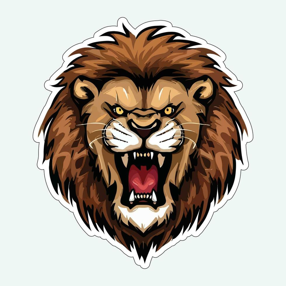 Lion face and head vector art sticker and logo template