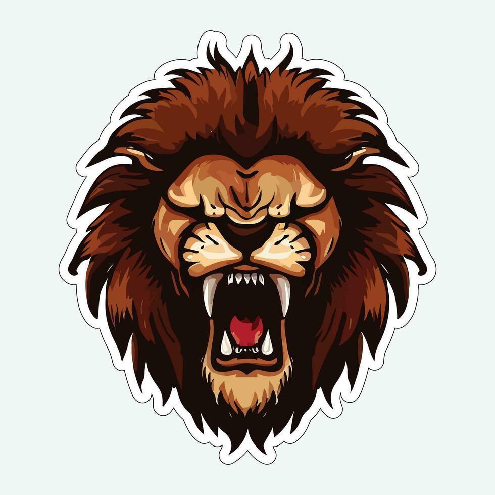 Lion face and head vector art sticker and logo template