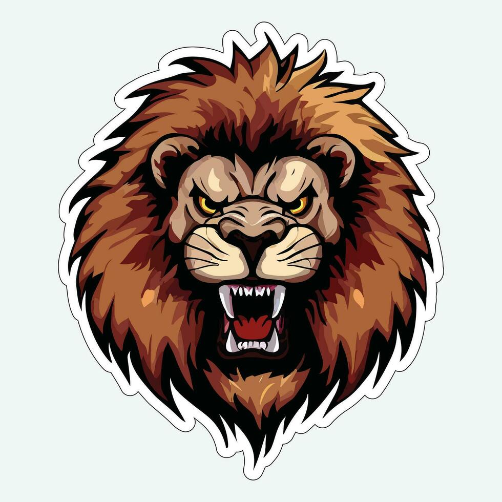 Lion face and head vector art sticker and logo template