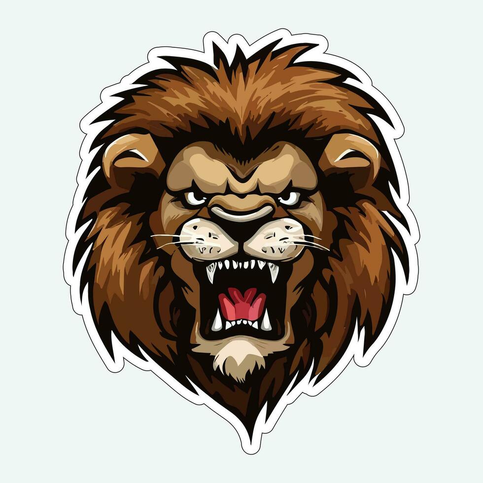 Lion face and head vector art sticker and logo template