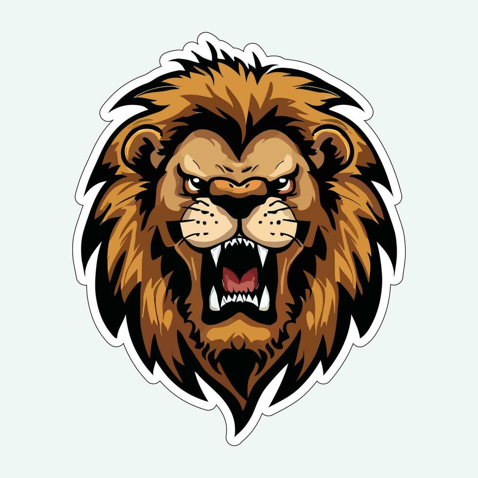 Lion face and head vector art sticker and logo template