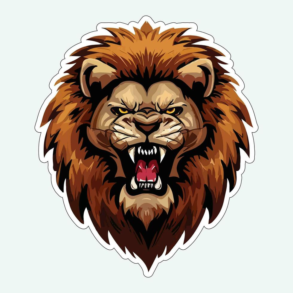 Lion face and head vector art sticker and logo template