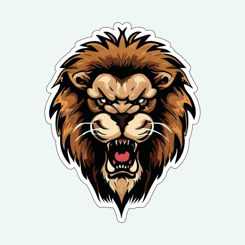 Lion face and head vector art sticker and logo template