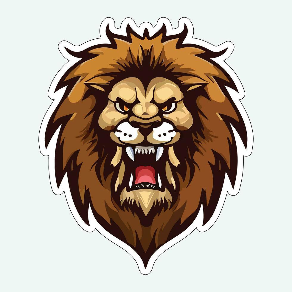 Lion face and head vector art sticker and logo template
