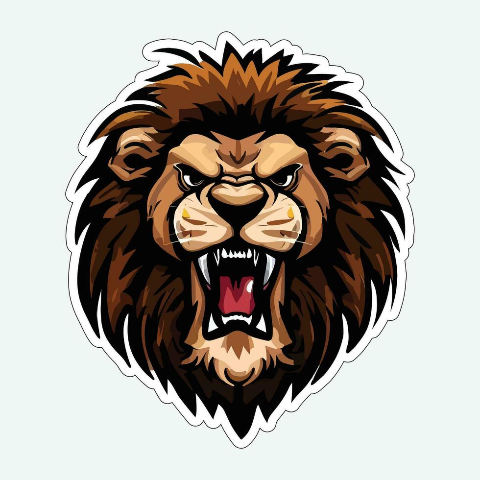 Lion face and head vector art sticker and logo template