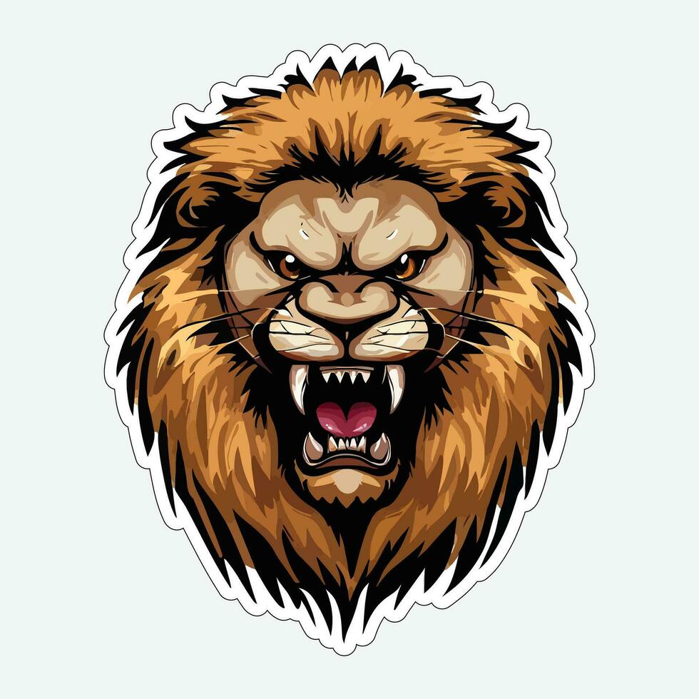 Lion face and head vector art sticker and logo template
