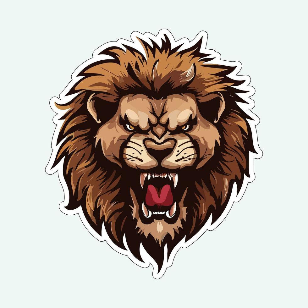 Lion face and head vector art sticker and logo template