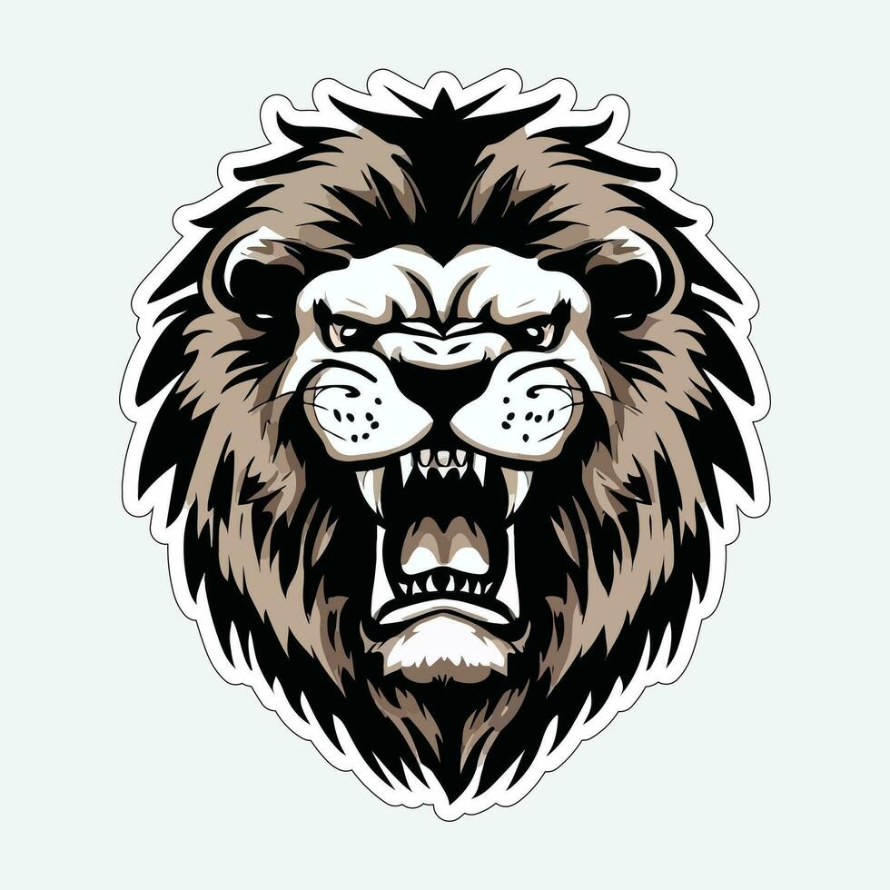 Lion face and head vector art sticker and logo template