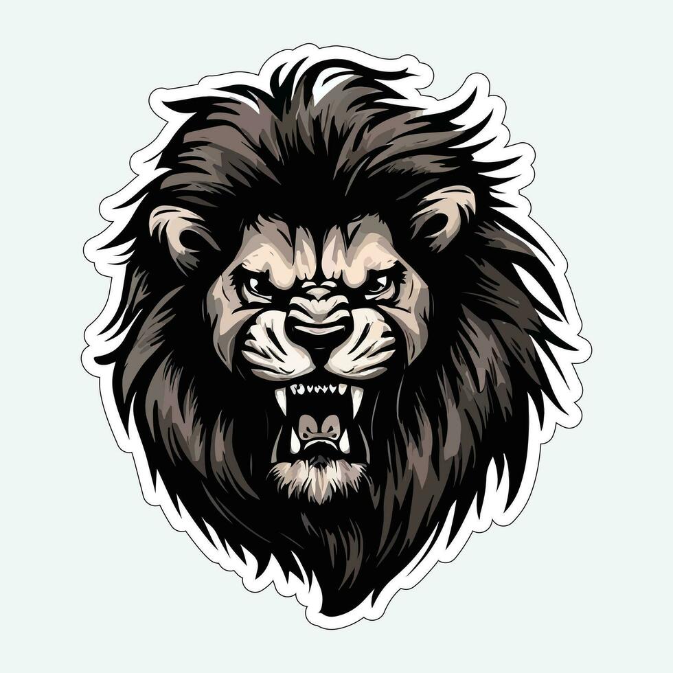 Lion face and head vector art sticker and logo template