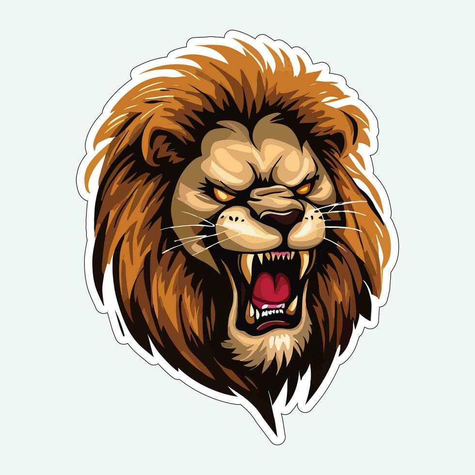 Lion face and head vector art sticker and logo template