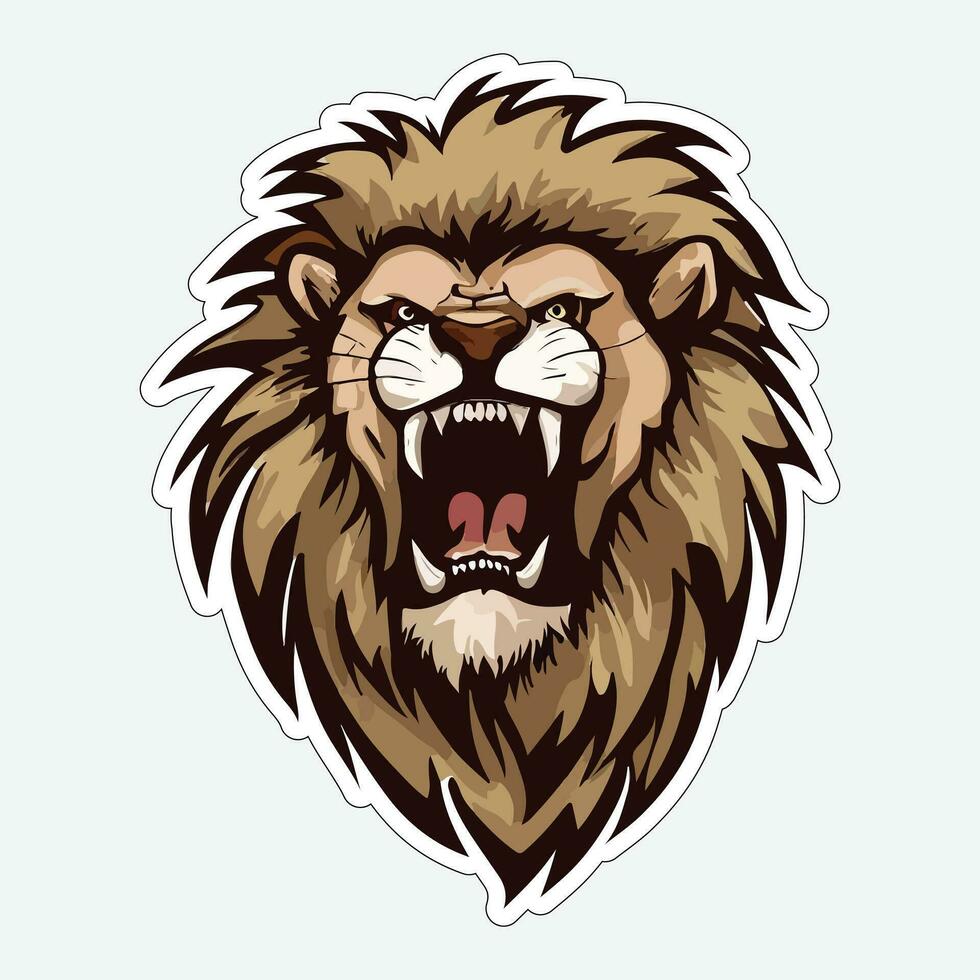 Lion face and head vector art sticker and logo template