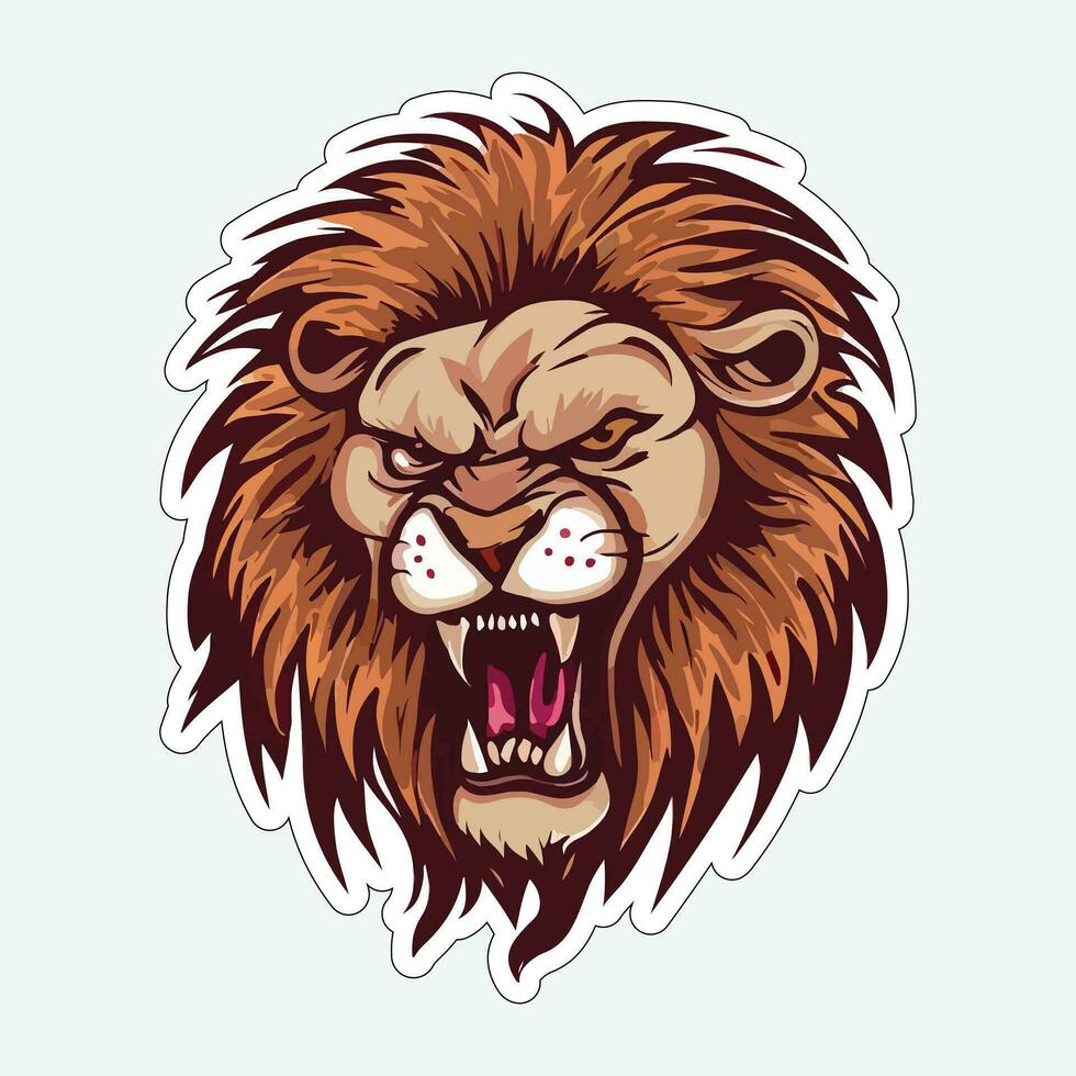 Lion face and head vector art sticker and logo template