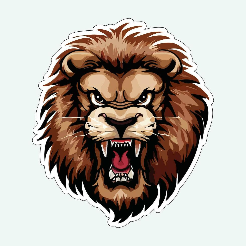 Lion face and head vector art sticker and logo template