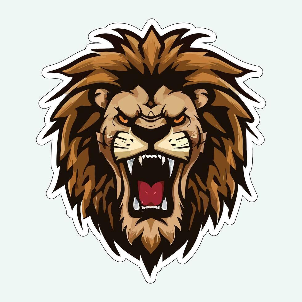 Lion face and head vector art sticker and logo template