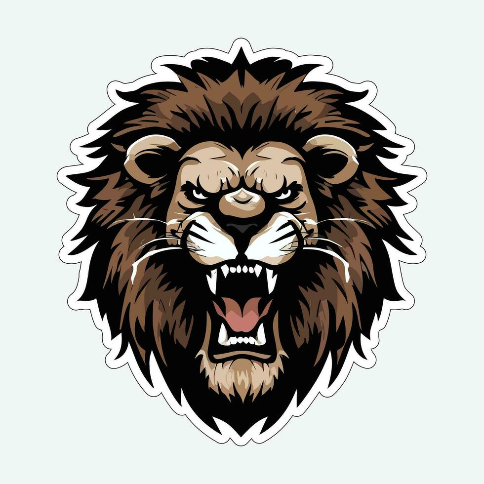 Lion face and head vector art sticker and logo template