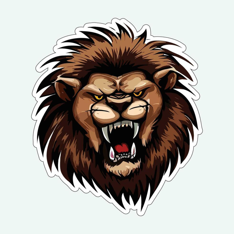 Lion face and head vector art sticker and logo template