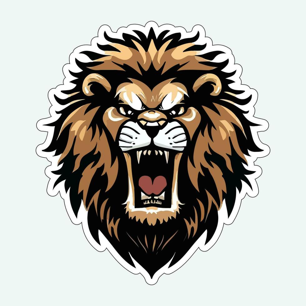 Lion face and head vector art sticker and logo template