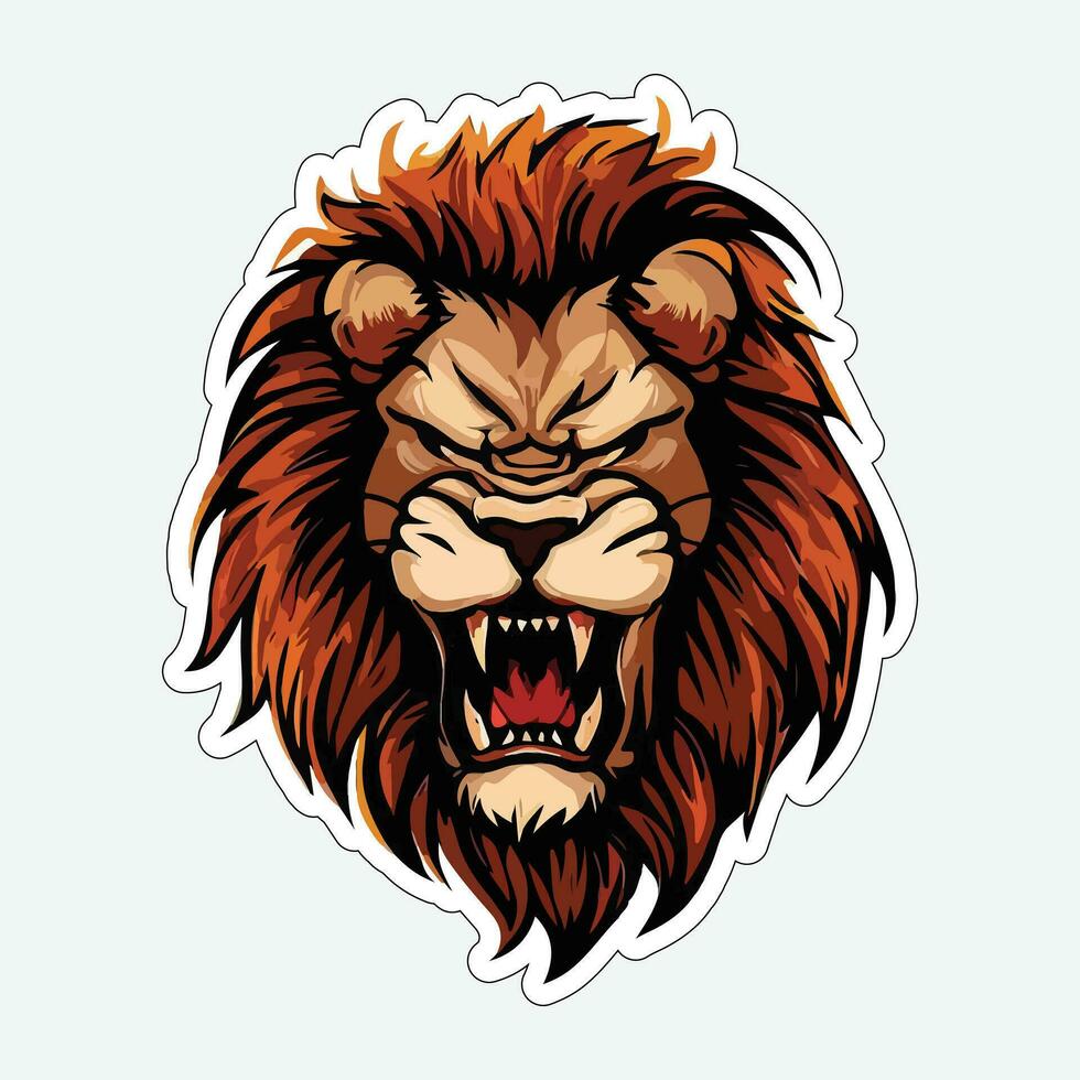 Lion face and head vector art sticker and logo template