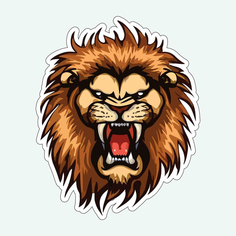 Lion face and head vector art sticker and logo template