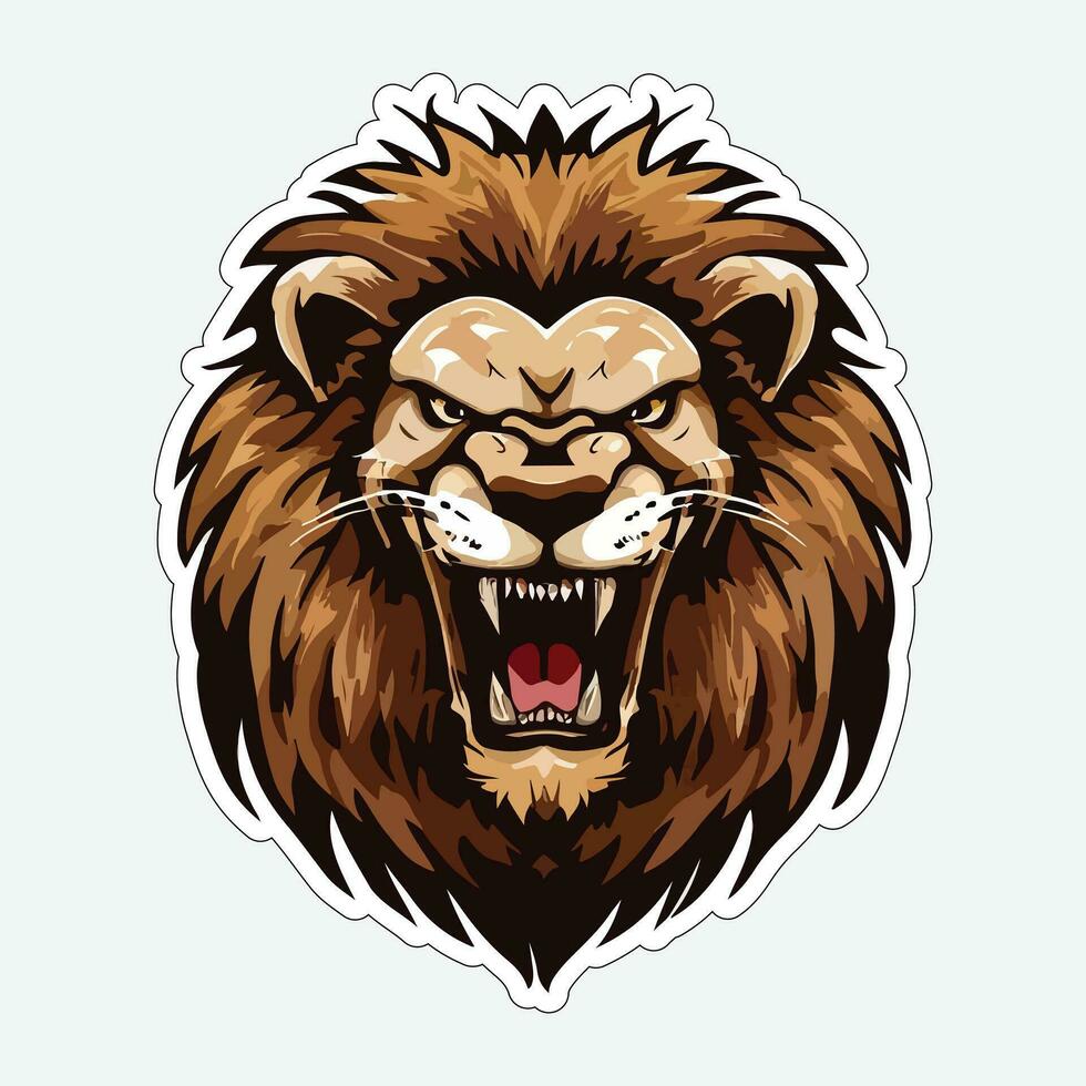 Lion face and head vector art sticker and logo template