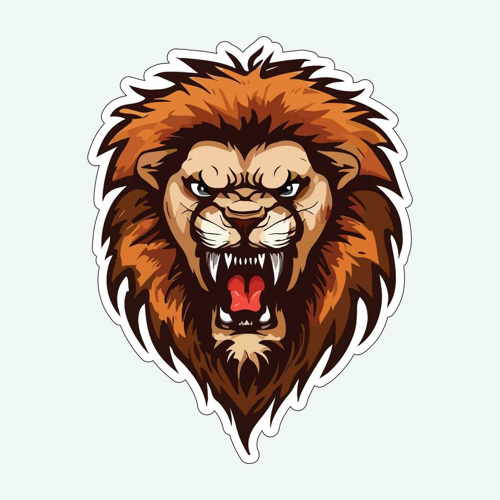 Lion face and head vector art sticker and logo template