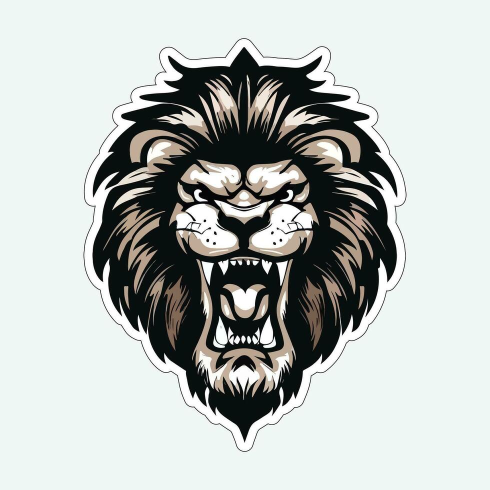 Lion face and head vector art sticker and logo template