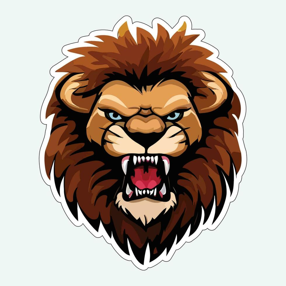 Lion face and head vector art sticker and logo template