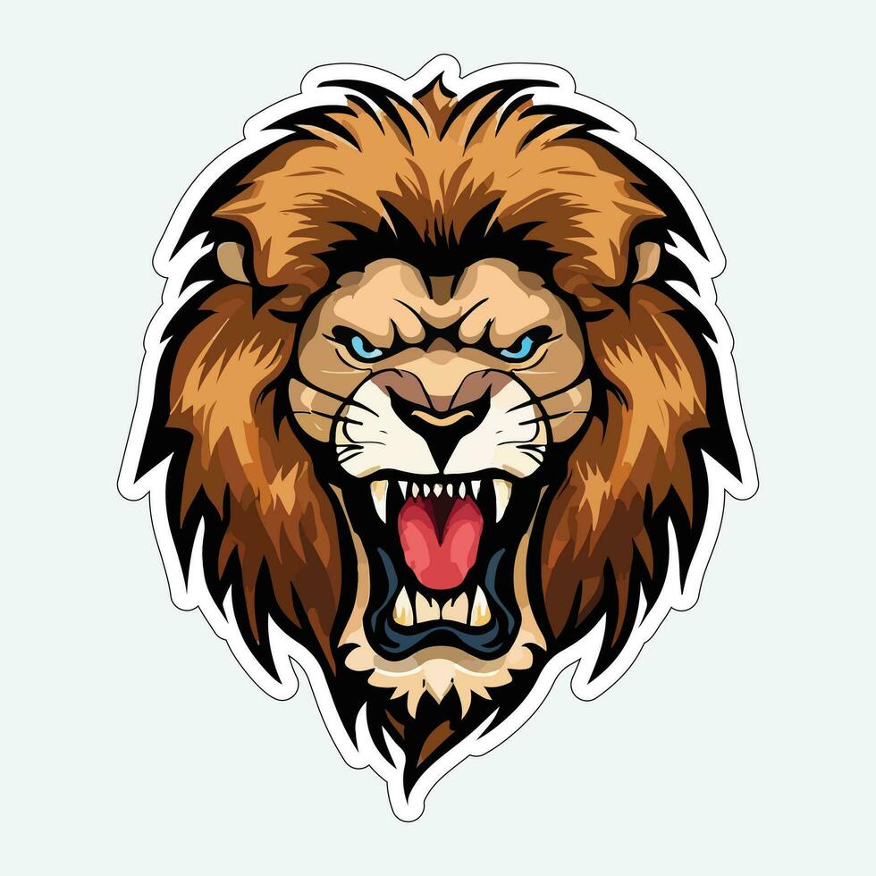 león cara y cabeza vector Arte pegatina y logo modelo