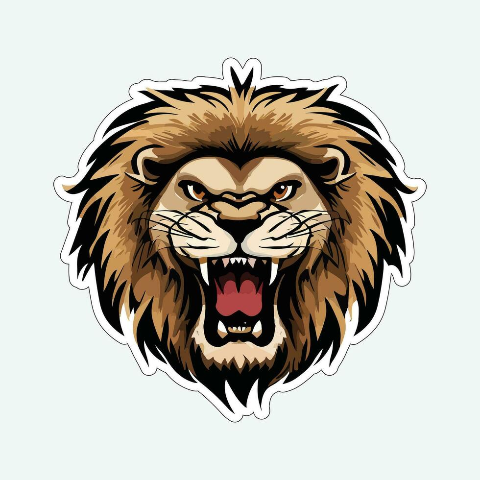 Lion face and head vector art sticker and logo template