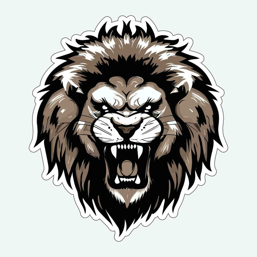 Lion face and head vector art sticker and logo template