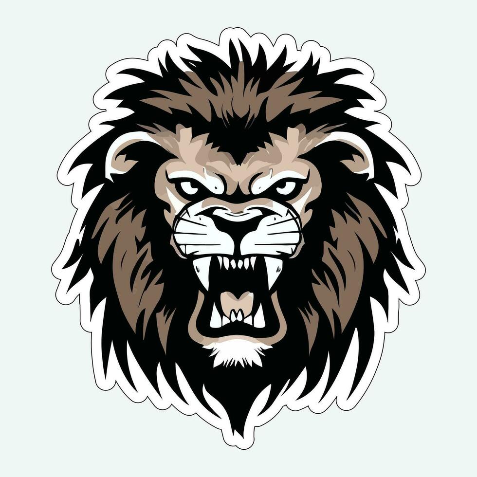 Lion face and head vector art sticker and logo template