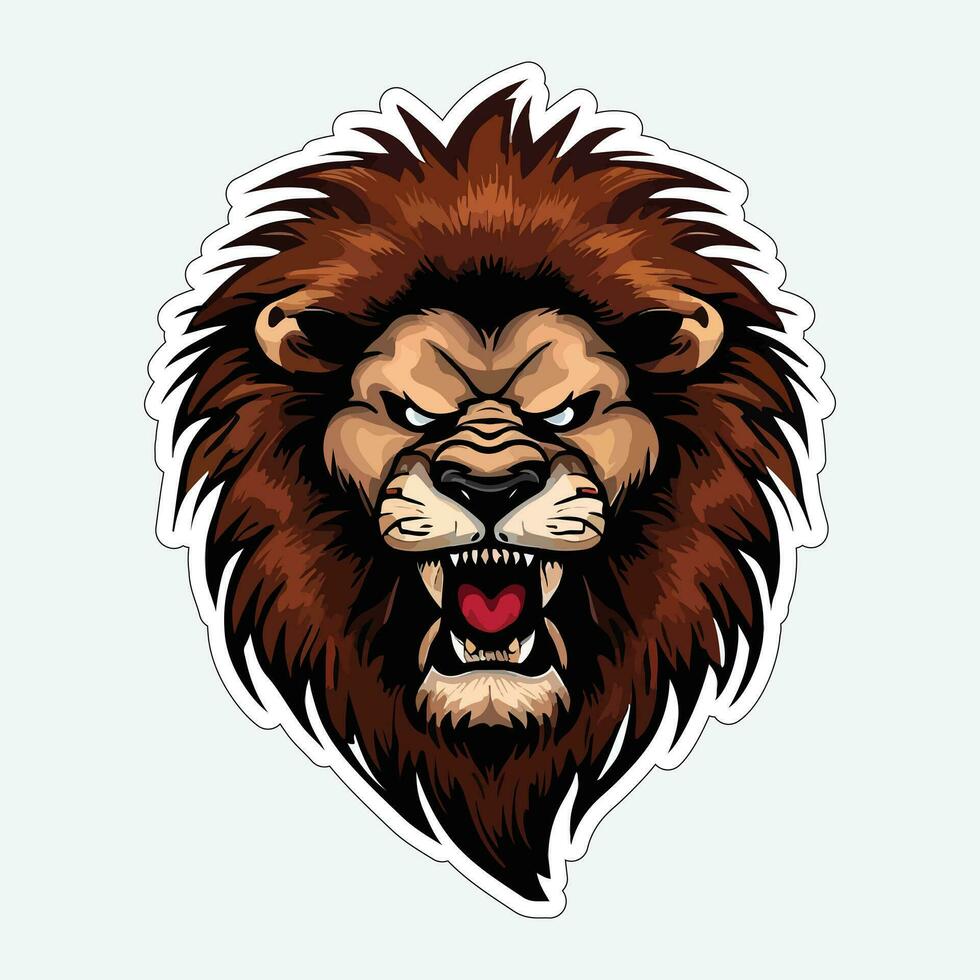 Lion face and head vector art sticker and logo template