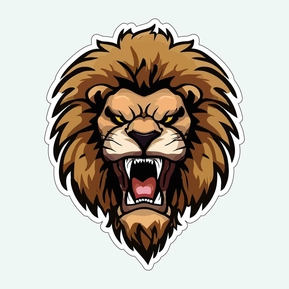 Lion face and head vector art sticker and logo template