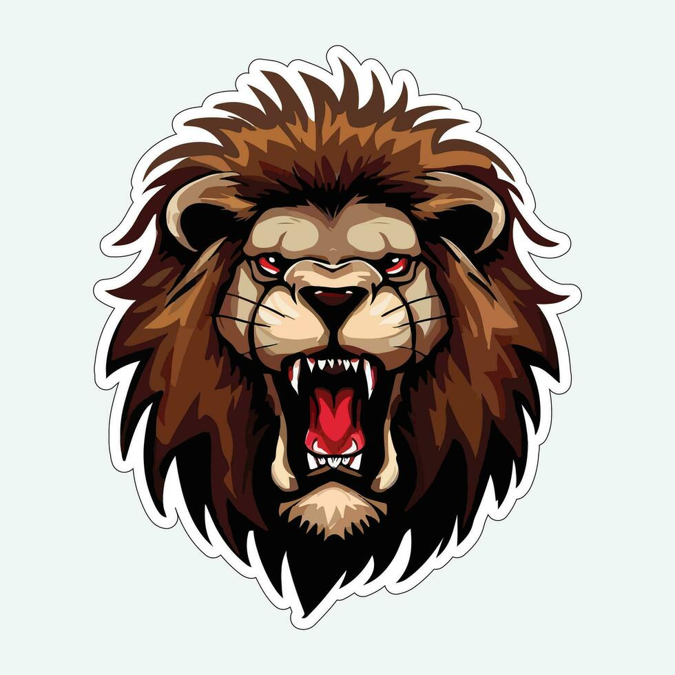 Lion face and head vector art sticker and logo template