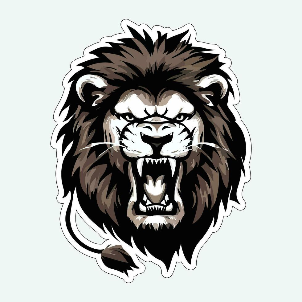 Lion face and head vector art sticker and logo template