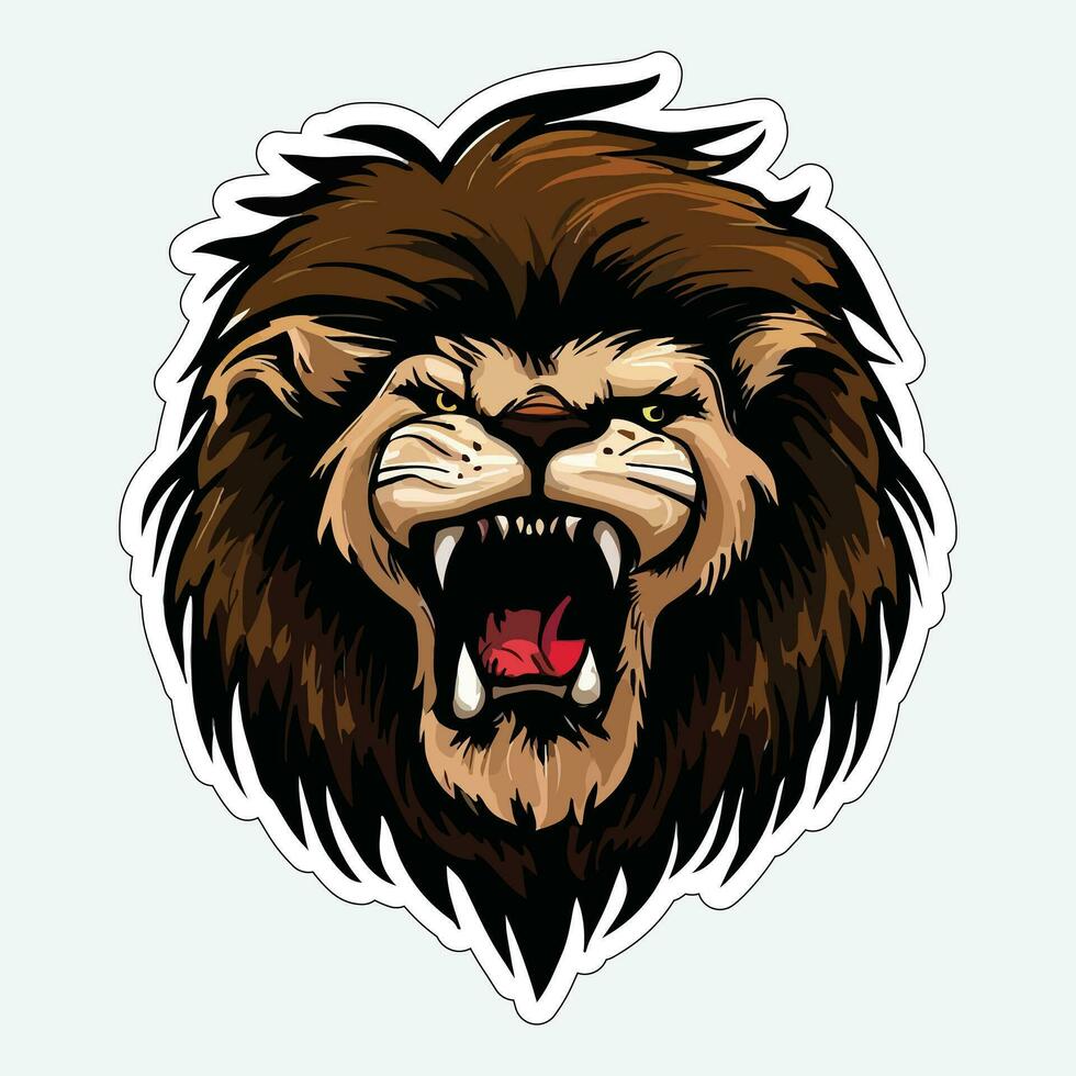 Lion face and head vector art sticker and logo template