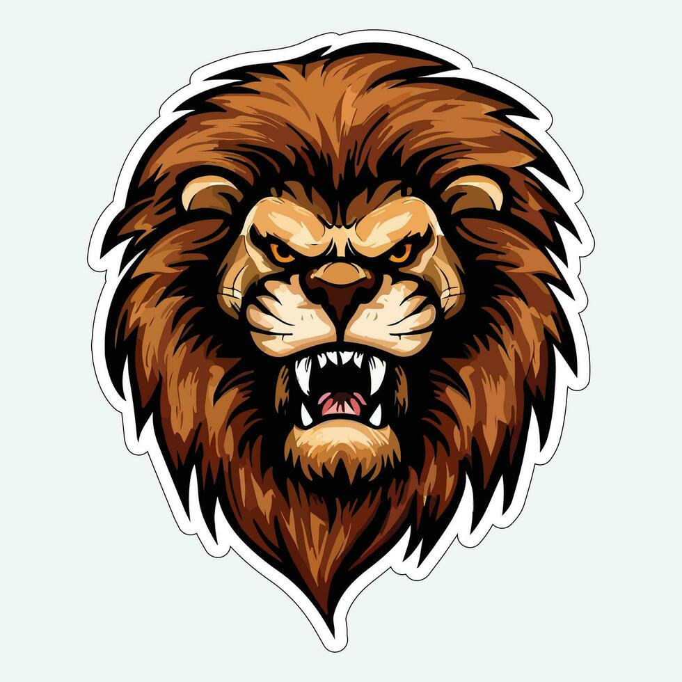 Lion face and head vector art sticker and logo template