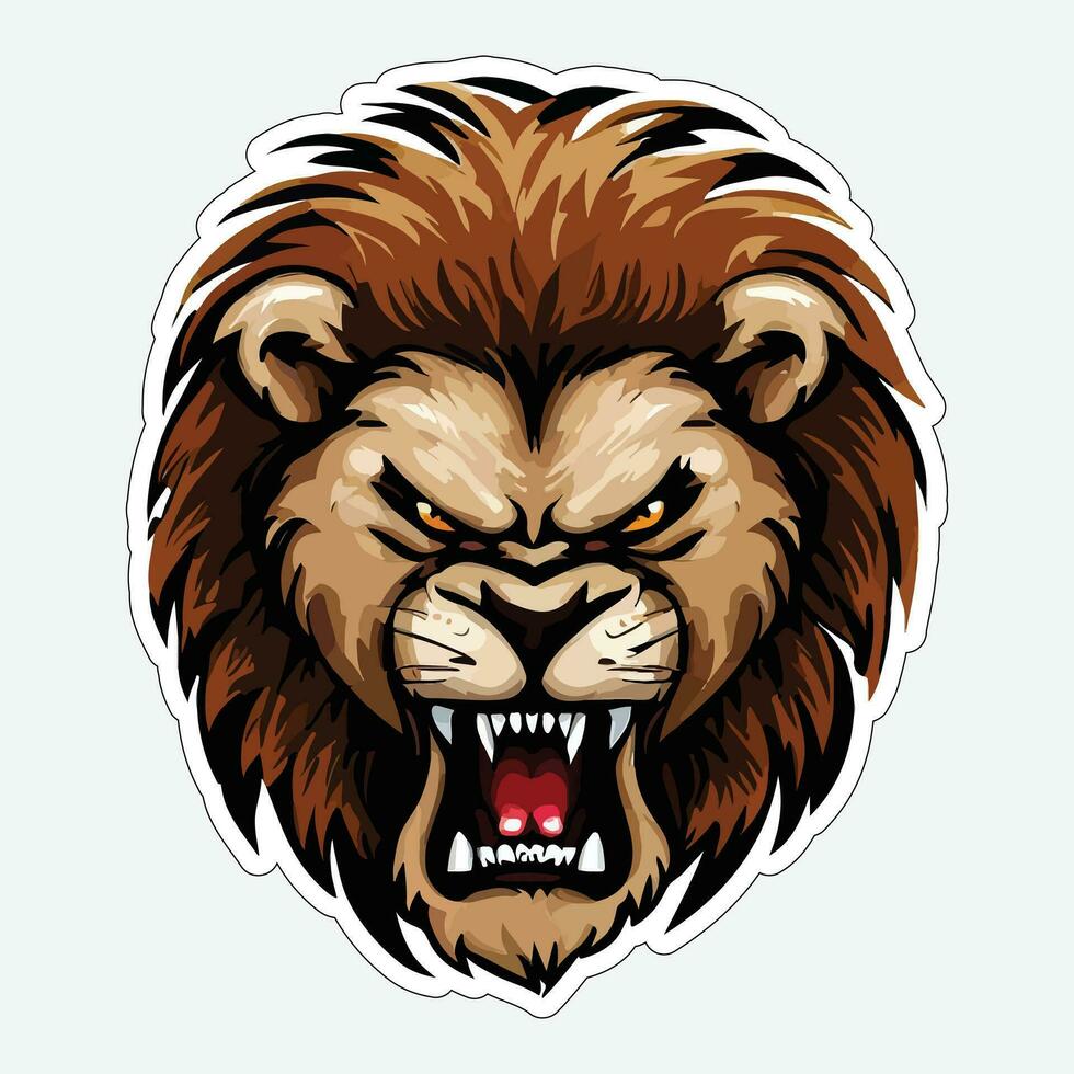 Lion face and head vector art sticker and logo template