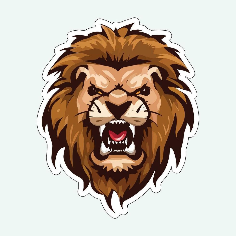 Lion face and head vector art sticker and logo template